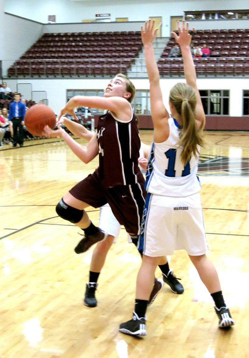 Photo by Randy Moll Haley Borgeteien-James was fouled in an attempt for two in play against Western Grove during a consolation round on Friday at Siloam Springs High School.