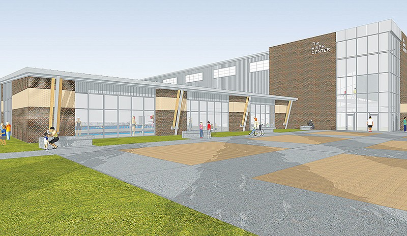 A rendering of the proposed RiverCenter community center would be the main facility in the new Riverside Park in Benton. The center would include basketball and volleyball courts, space for civic events, offices, exercise equipment and meeting rooms.