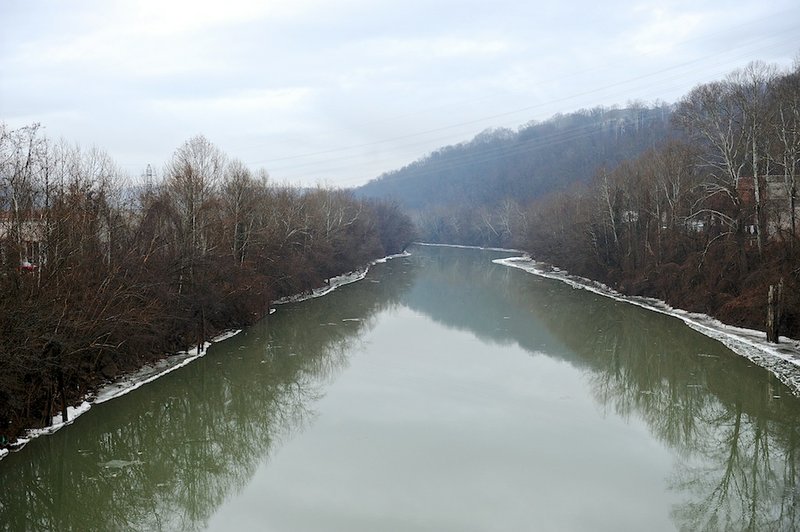 This Friday, Jan. 10, 2014, photo shows a stretch of the Elk River in Charleston, W.Va. The White House has issued a federal disaster declaration in West Virginia, where a chemical spill that may have contaminated tap water has led officials to tell at least 300,000 people not to bathe, brush their teeth or wash their clothes. 