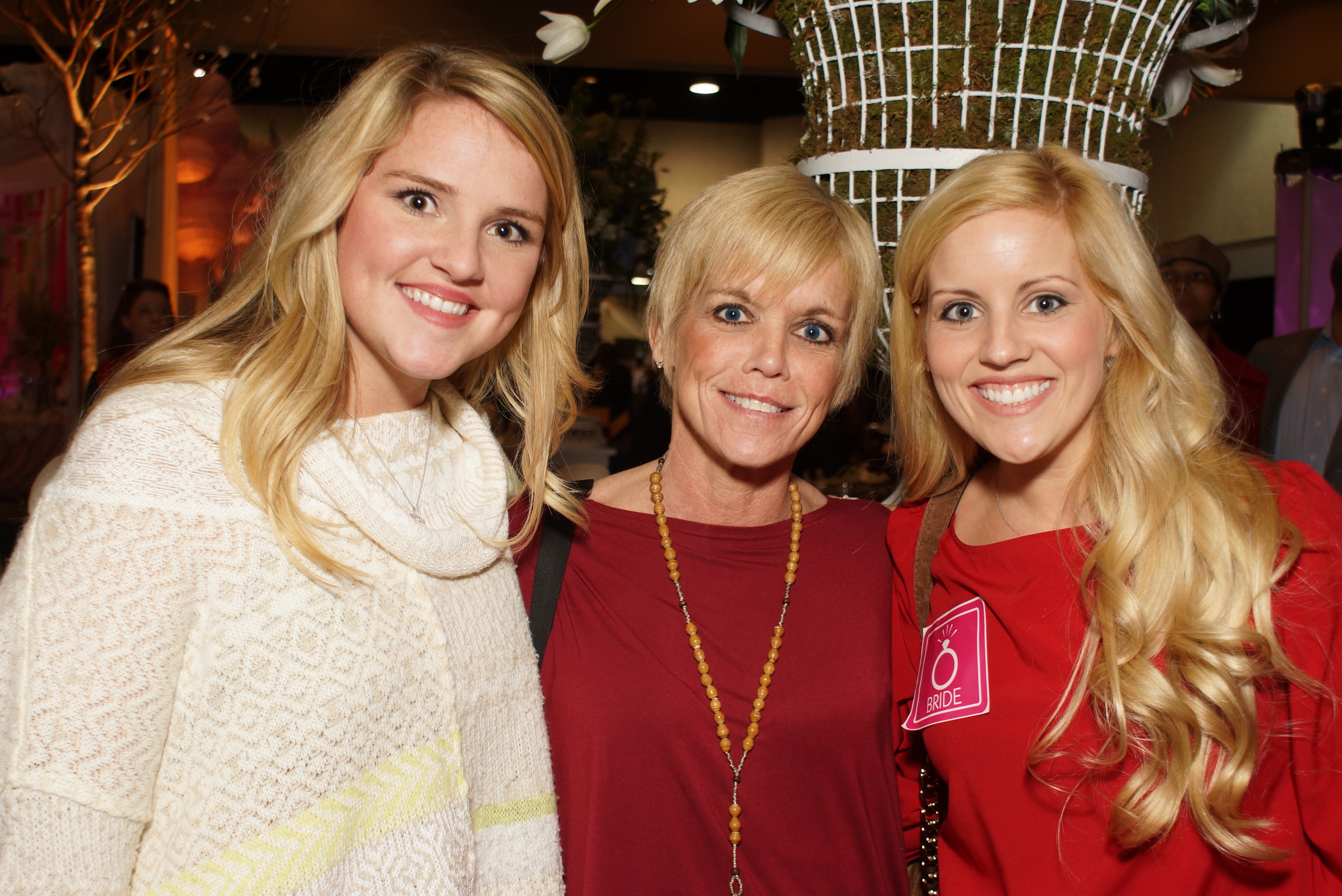 Devonnie Mann (bridesmaid), Cyndi Jordan (mom of bride) and Charlee Jordan (bride getting married Nov 8)