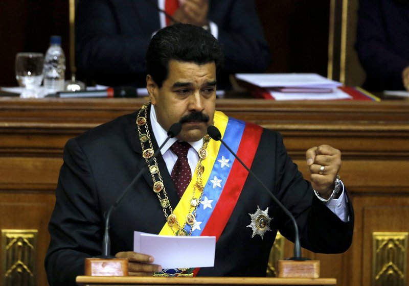 Venezuela's President Nicolas Maduro speaks during his annual state-of-the-nation address to the National Assembly in Caracas, Venezuela, on Wednesday, Jan. 15, 2014. 