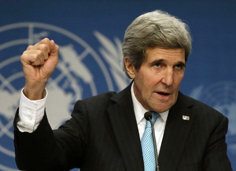 At a news conference Wednesday in Montreux, Switzerland, Secretary of State John Kerry said it was unthinkable that Syrian President Bashar Assad would have a role in a transitional government. 