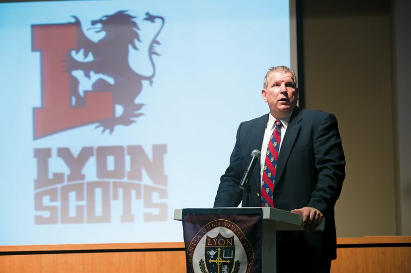 Kevin Jenkins, athletic director at Lyon College in Batesville, talks about the new logo for the school’s sports teams.