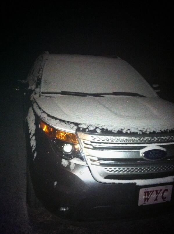 Snow covers a vehicle Tuesday morning in Havana in Yell County.