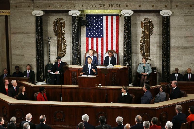 President Barack Obama gives his State of the Union address Tuesday on Capitol Hill in Washington. 