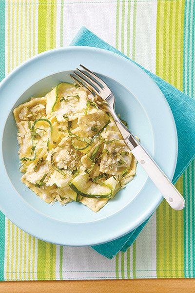 Spinach Ravioli With Zucchini Ribbons