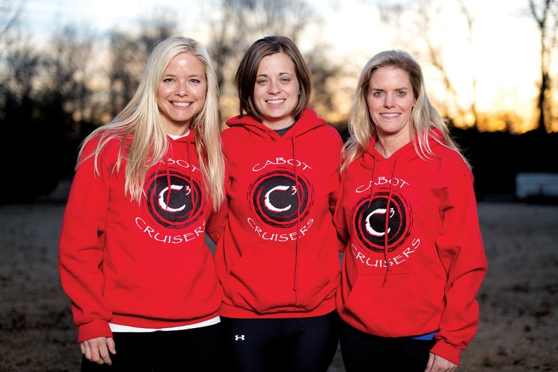 From the left, Heather Sanders, Shelly Clopper and Brenda Ransom are part of the Cabot Cruisers, a running club that is organizing the Sharae Bryant Memorial 5K Run/Walk to raise money for Bryant’s four children. Bryant was killed Dec. 19 at her home in Austin.