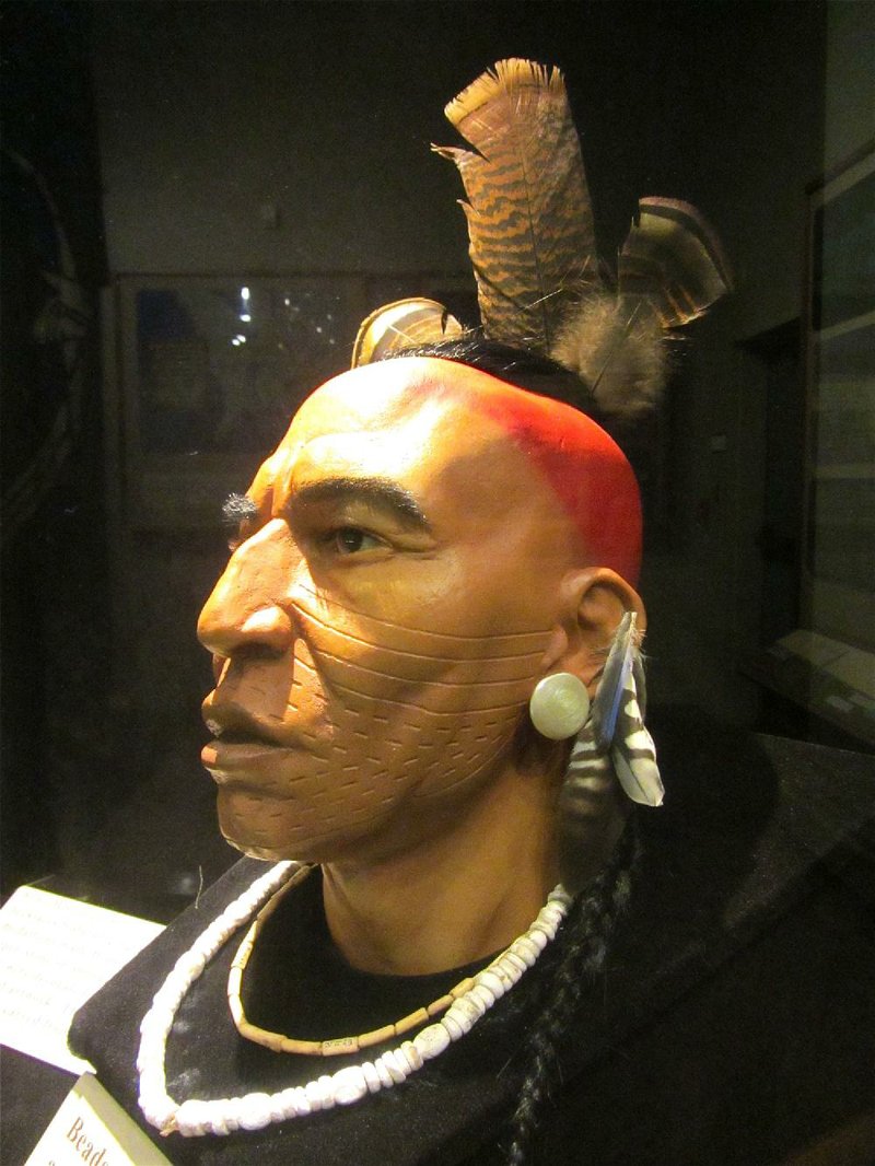 A bust at Parkin Archeological State Park gives a sense of how a Casqui warrior might have looked in the 16th century. 