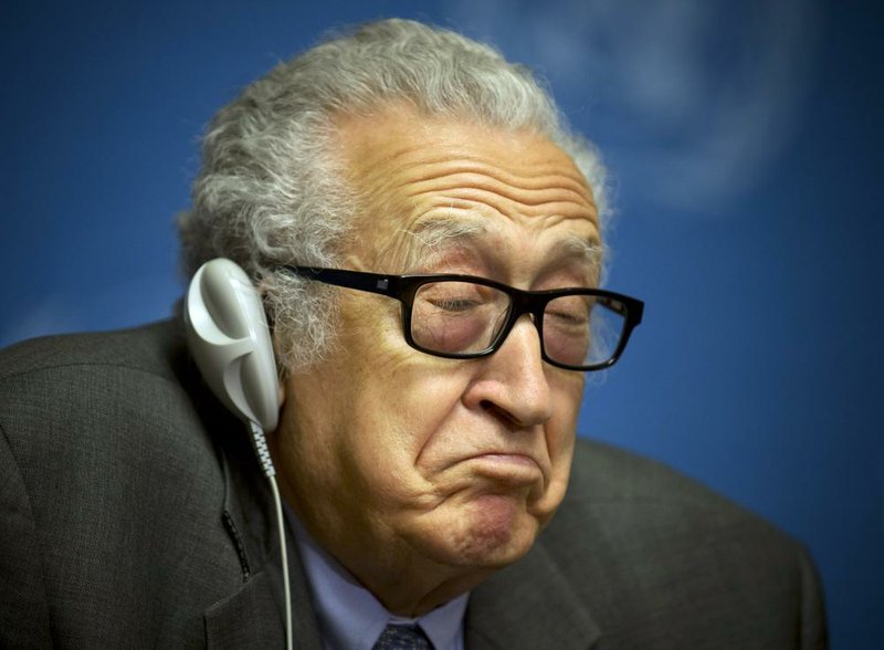 U.N. Special Representative Lakhdar Brahimi reacts Wednesday during his daily press briefing at the United Nations headquarters in Geneva. 