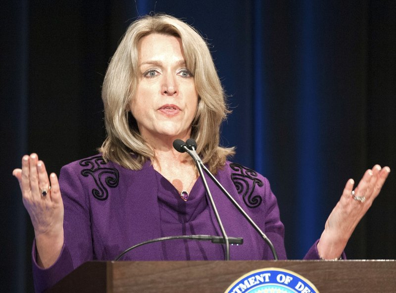 Deborah Lee James speaks during her swearing-in ceremony as secretary of the Air Force at the Pentagon in Washington on Friday, Jan. 24, 2014. 