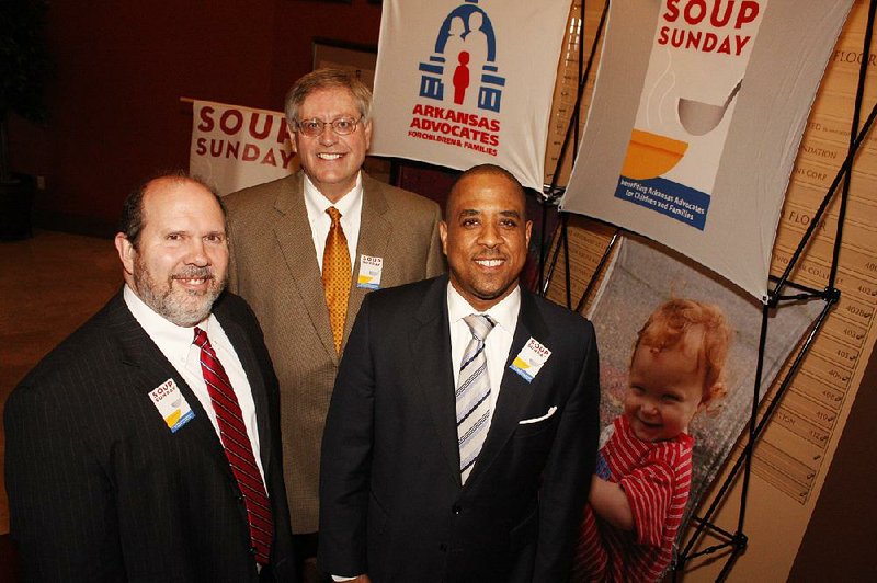 Rich Huddleston, Jim Argue and Khayyam Eddings are executive director for Arkansas Advocates for Children and Families, board chairman and 2014 Soup Sunday chairman, respectively. Come Feb. 16, soup’s on. 