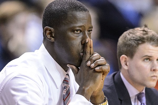 Alabama head coach Anthony Grant watches as his team fades during an NCAA basketball game against Auburn, Thursday, Jan. 30, 2014, at Auburn Arena in Auburn, Ala. (AP Photo/Alabama Media Group, Vasha Hunt)