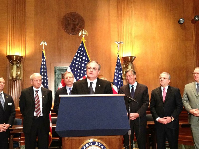 U.S. Sen. Mark Pryor speaks at a news conference in Washington on Tuesday urging President Barack Obama to approve the Keystone XL pipeline. 