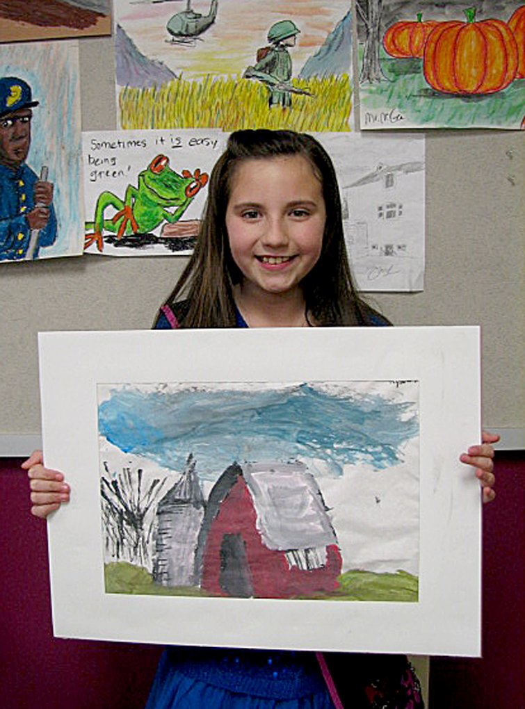 Photograph submitted Fourth-grader Rylea Marler s tempera painting of a barn was the 100,000th picture uploaded to the Pea Ridge gallery hosted by the Artsonia Corporation.