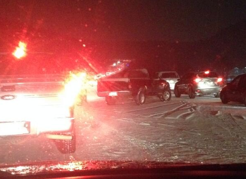 Traffic on the Interstate 430 bridge was gridlocked for hours after a snowstorm Friday night.