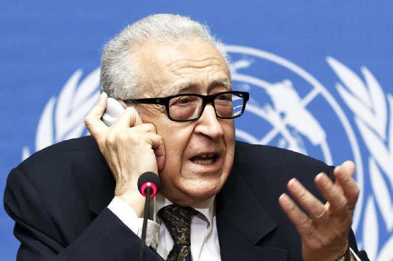 United Nations mediator for Syria Lakhdar Brahimi speaks during a news conference Tuesday in Geneva. 