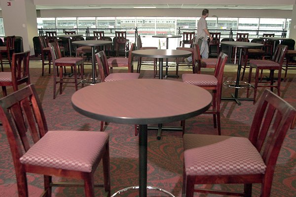 This photo shows club seating inside Razorback Stadium. 