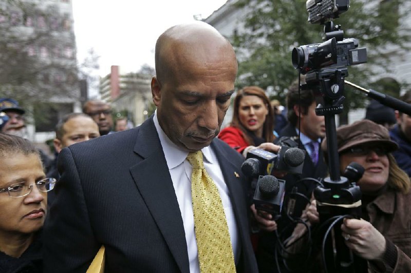 Former Mayor Ray Nagin leaves federal court in New Orleans with his wife, Seletha, after his conviction Wednesday. Nagin is the city’s first mayor to be convicted of corruption, and could face up to 20 years in prison. 
