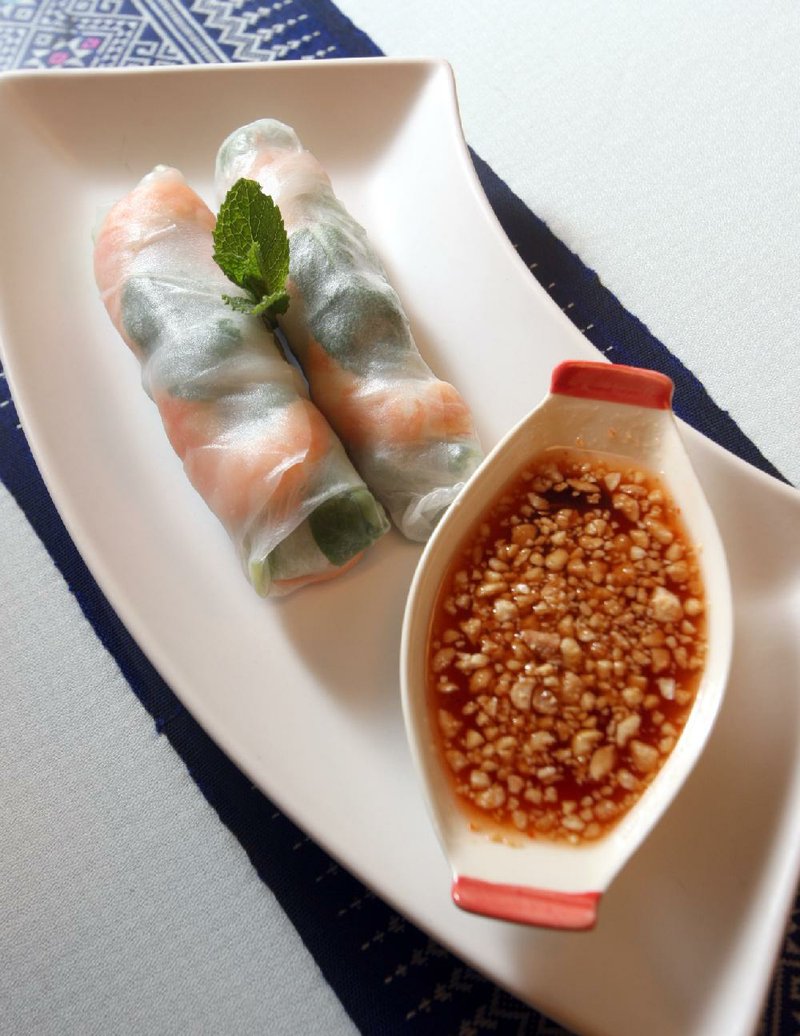 Por Pia Sod, fresh spring rolls, features shrimp, organic baby spinach, basil and bean sprouts, among other ingredients, in wrap rice-paper wrapper at Chang Thai & Asian Cuisine in Sherwood. 