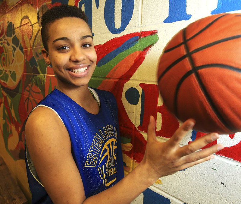 Arkansas Democrat-Gazette/STATON BREIDENTHAL --2/10/14-- Olivia McWilliams of eStem High School has signed to play basketball for the University of Central Arkansas. 