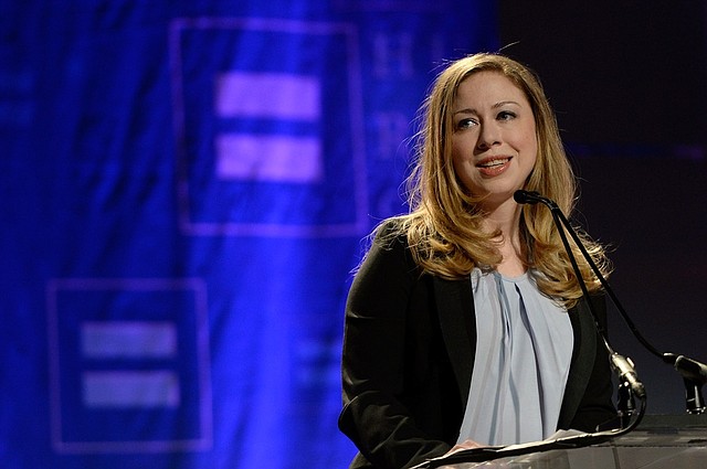 Chelsea Clinton speaks on stage at the Human Rights Campaign's Time to Thrive Conference on Sunday, February, 16, 2014, in Las Vegas. 