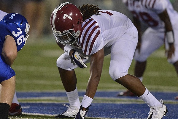 Pine Bluff tight end Will Gragg (7) during an Oct. 4, 2013 game at Hornet Stadium in Bryant. 