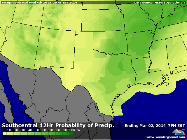 This map shows one regional forecast model for the evening of Sunday, March 2.