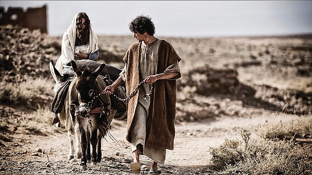 Mary (Roma Downey, who also produced) and Joseph (Joe Coen) go looking for lodging in Bethlehem in the straigh forwardly Christian Son of God. 