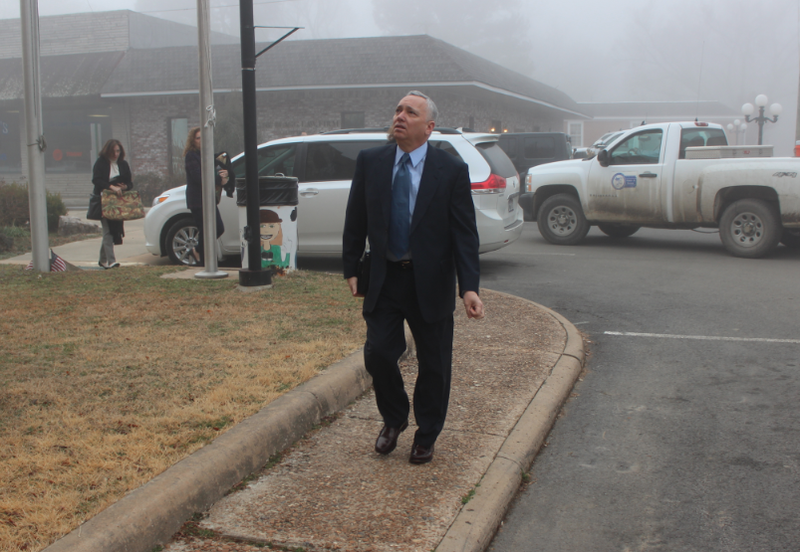 Jack Gillean arrives Monday morning at Van Buren Circuit Court before the first day of testimony in his trial was to start.