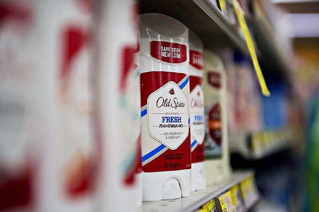 Procter & Gamble Co. Old Spice brand antiperspirant and deodorant sits on display in a supermarket in Princeton, Illinois, U.S., on Wednesday, Oct. 23, 2013. Procter & Gamble Co., the worldís largest consumer-products maker, said fiscal first-quarter profit rose 7.6 percent as sales of home-care goods and baby products gained. Photographer: Daniel Acker/Bloomberg