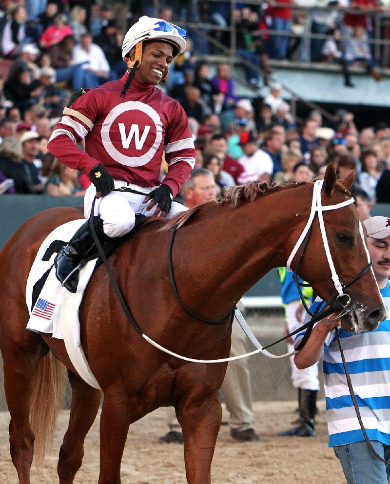 Jockey Ricardo Santana Jr. hopes to return to the winner’s circle after the Rebel Stakes at Oaklawn Park today with Tapiture, which he calls the best horse he has ever ridden. 