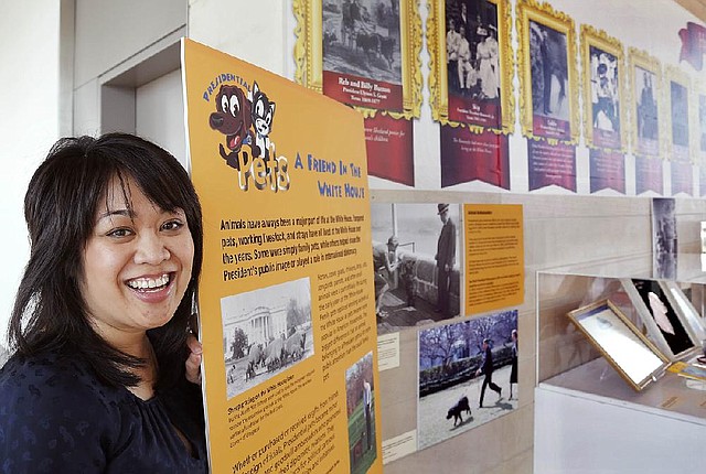 Arkansas Democrat-Gazette/JOHN SYKES JR. - Clinton Library curator Joy Secuban and the Hall of Presidential Pets exhibit. 031114