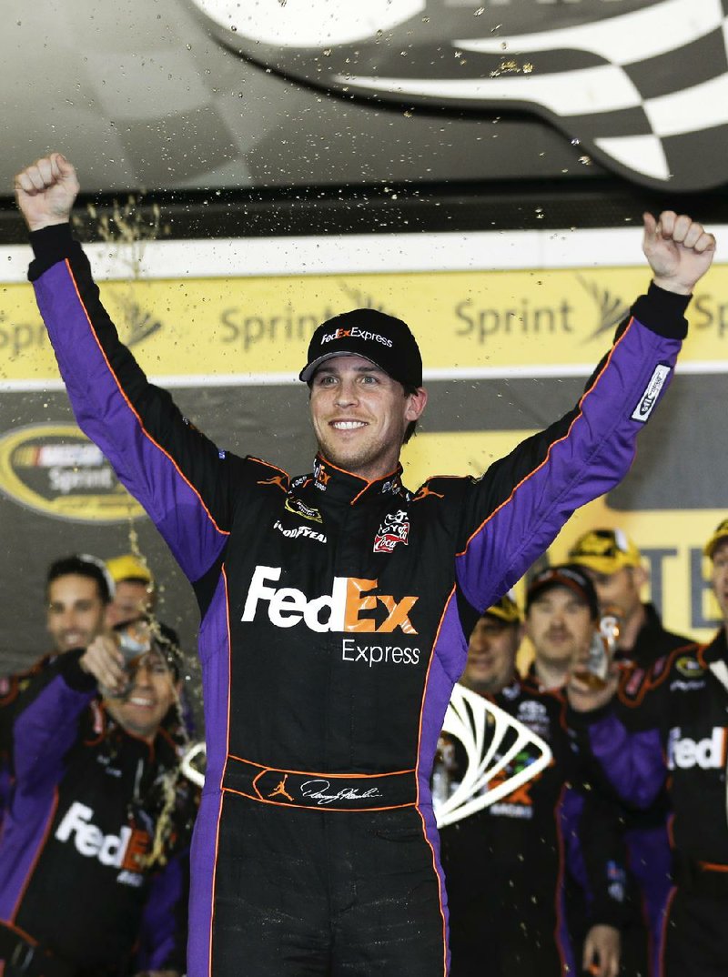 Denny Hamlin broke a vertebra in a hard crash at Auto Club Speedway last March after an on-track run-in with rival Joey Logano. Hamlin missed five races because of the injury. 
