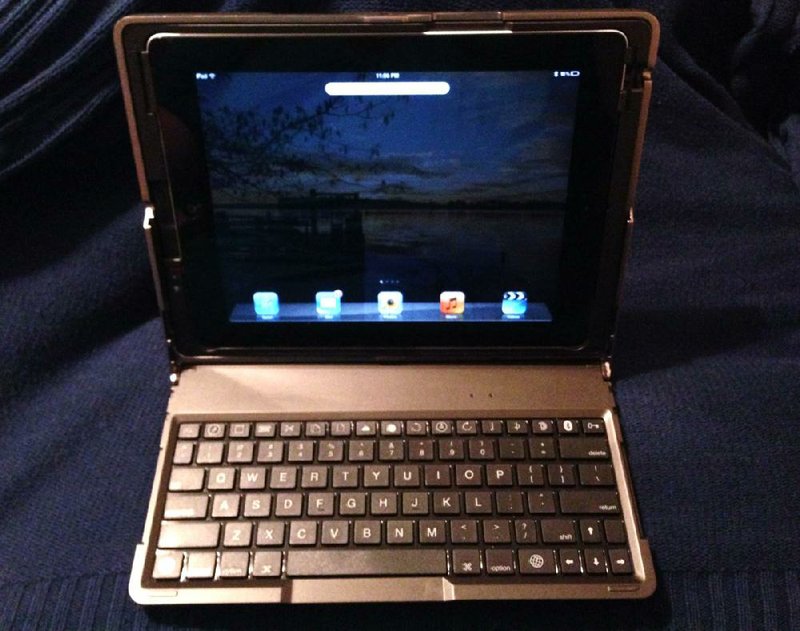 Special to the Arkansas Democrat Gazette - 03/21/2014 - The Pi Dock It Pro serves as a protective case and a keyboard case, all in one. The iPad also can swivel around and be used without the keyboard.