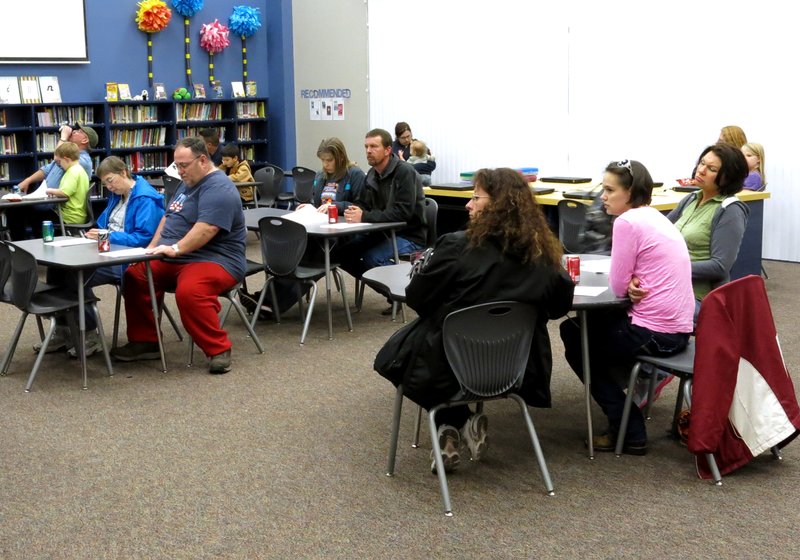 Photo by Mike Eckels Parents, on March 6, listen to Northside Elementary teachers explain the importance of the Benchmark and Iowa tests and how to prepare the children for these exams. The tests will begin April 1-3 for grades 1 and 2 taking the Iowa Test and April 7-11 for grades 3-6 taking the Benchmark Test.