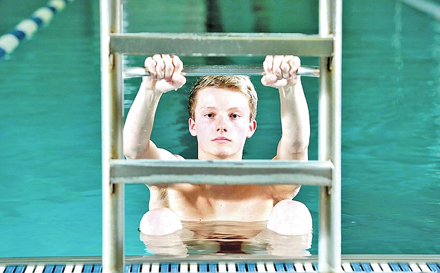  STAFF PHOTO JASON IVESTER Hayden Harlow of Bentonville is the All-NWA Media Boys Newcomer Swimmer of the Year.