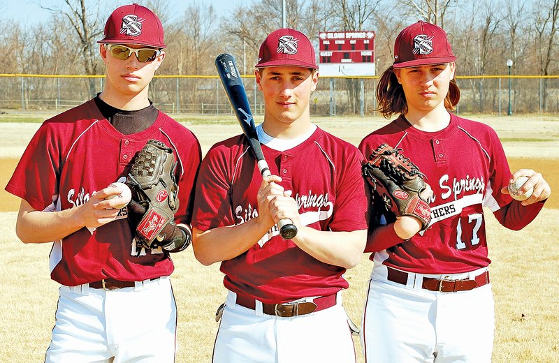 Staff Photo Graham Thomas The Siloam Springs baseball team has received help from three move-ins this season. Pictured are, from left, freshman Chandler Cook, junior John Austin Earles and freshman Chance Junkermann.