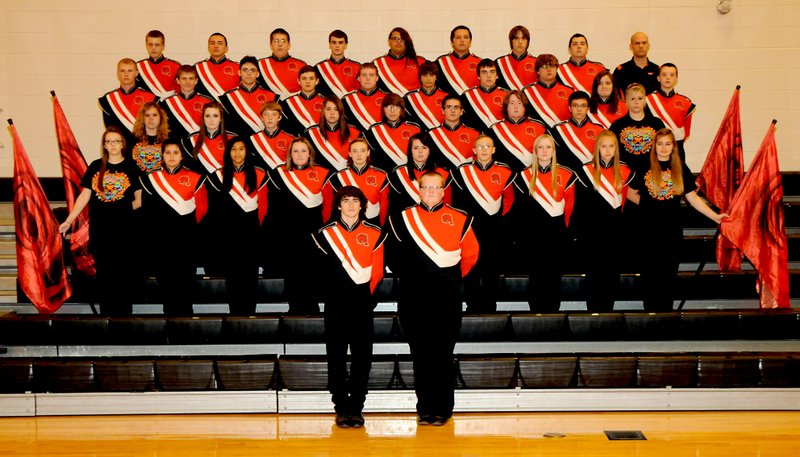 Submitted photo James Hendrix (back row, right) is pictured with the Gravette High School Marching Band earlier this school year.