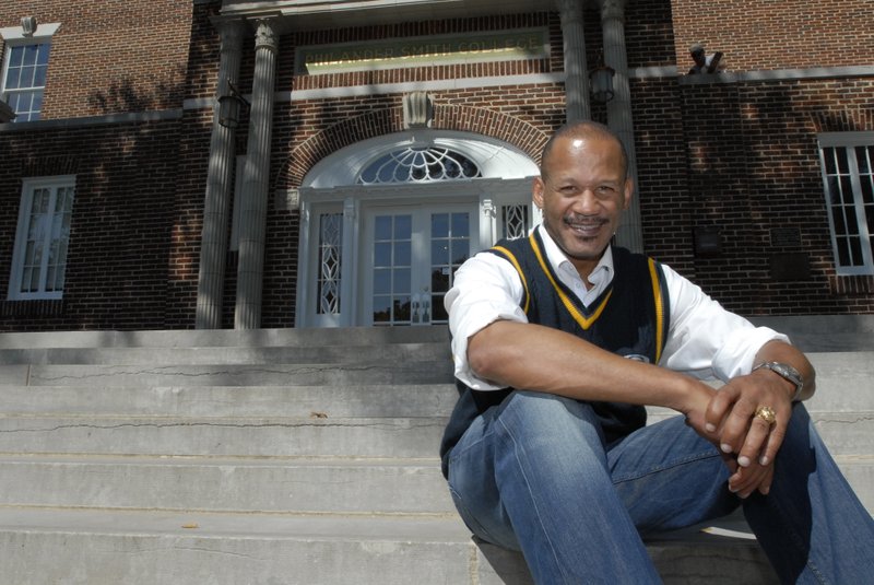 In this Oct. 8, 2008, file photo, singer and Broadway actor Lawrence Hamilton sits in front of Philander Smith College in Little Rock. 