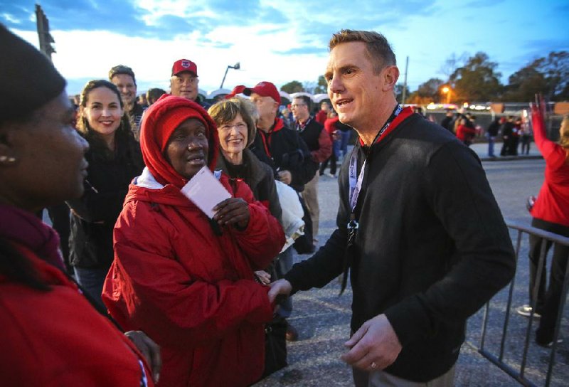 Arkansas State Coach Blake Anderson (right) could have some assistance for the Red Wolves’ spring game April 18 if the price is right. 