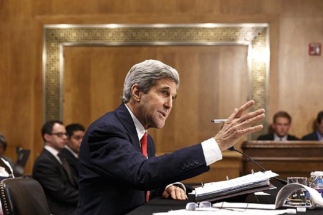 Secretary of State John Kerry testifies on Capitol Hill in Washington on Tuesday before the Senate Foreign Relations Committee to discuss his budget and the status of diplomatic hot spots. 