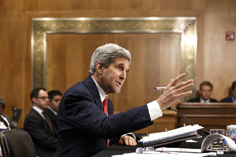 Secretary of State John Kerry testifies on Capitol Hill in Washington on Tuesday before the Senate Foreign Relations Committee to discuss his budget and the status of diplomatic hot spots. 