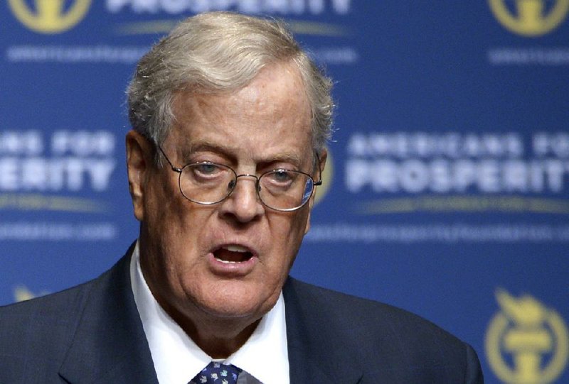 The Freedom Partners business league, formed by David Koch, shown in Orlando, Fla., in August 2013, and his brother Charles Koch, is taking aim at Senate races in Iowa and Colorado. 