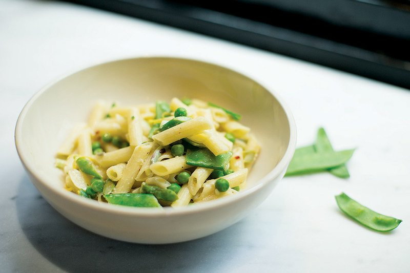 Chilled Penne Pasta With Asparagus and Peas