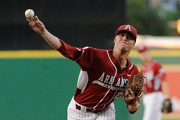 Arkansas pitcher Trey Killian delivers a pitch during a game against LSU on Friday, April 11, 2014 at Alex Box Stadium in Baton Rouge, La. 