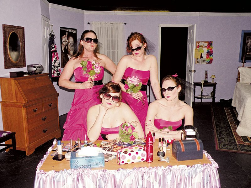 The Lantern Theatre and the Conway Community Arts Association will present Five Women Wearing the Same Dress at 7:30 p.m. Friday and Saturday, and again April 25 and 26, and at 2:30 p.m. April 27 at the Lantern Theatre in Conway. Cast members include, seated, from left, Jordan Daniels as Meredith and Heather Hooten as Trisha; and standing, Ashley Carnahan as Mindy and Claire Wilkinson as Georgeanne. Not shown is Elizabeth Williams, who plays Frances.