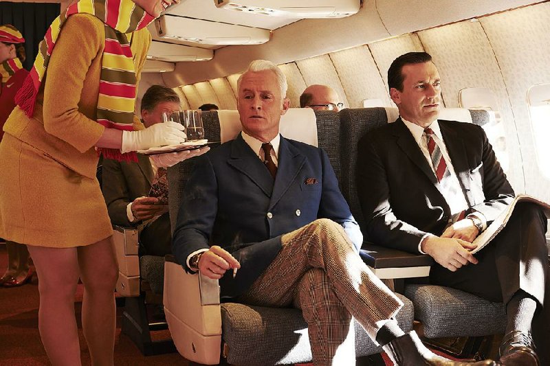 Mad Men, starring John Slattery (left) and Jon Hamm, returns for Part 1 of its final season at 9 p.m. today on AMC. 