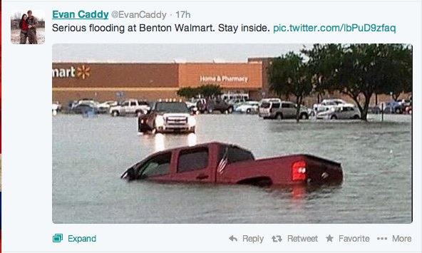 This photo on Twitter purported to be from the Benton Wal-Mart, but the National Weather Service says it was actually taken last year in Louisiana.