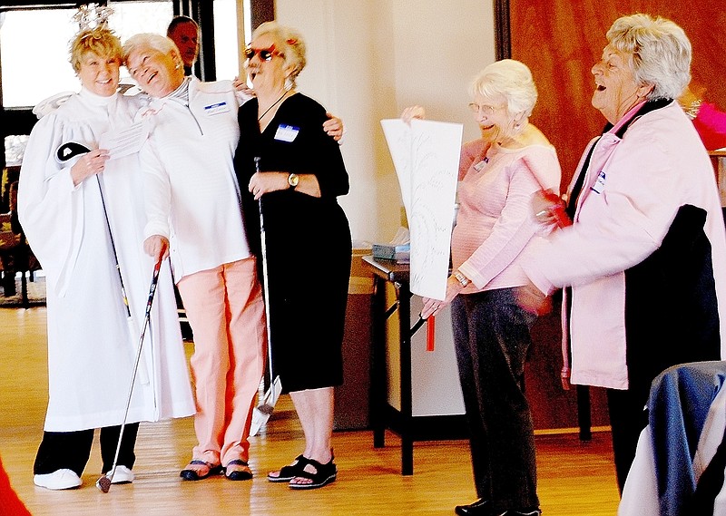Courtesy of Jan Simms &#8220;The Good, the Bad and the Golf Angel&#8221; explain some of the rules of the game during a recent workshop hosted by the Bella Vista Women&#8217;s Golf Club. From left are Jessica Alger, Linda Ekiss, Linda Roberts, Arlene Alford, Donna Marie Anderson and Stevie Lamar.