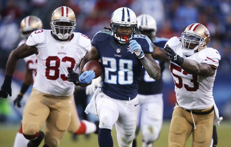 Running back Chris Johnson (28) ended his six-year stint with the Tennessee Titans by signing a two-year deal with the New York Jets. 